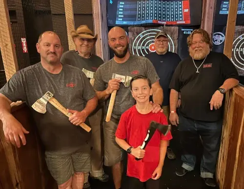Projected targets and games at axe throwing bar in Castle Rock, Washington